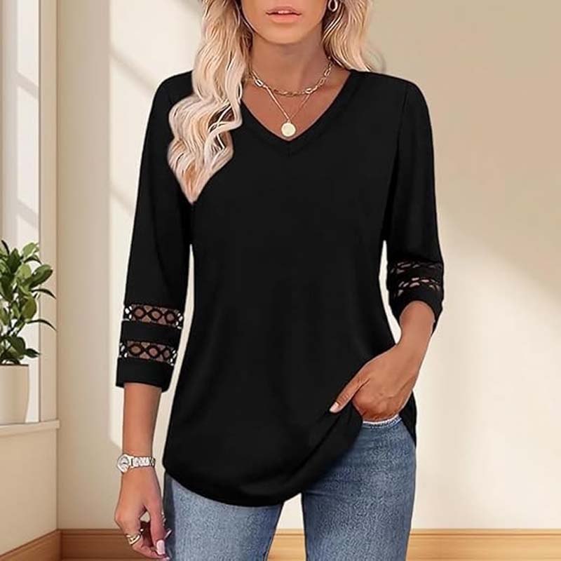 3/4 Maglione da donna a maniche lunghe con scollo a V alla mod