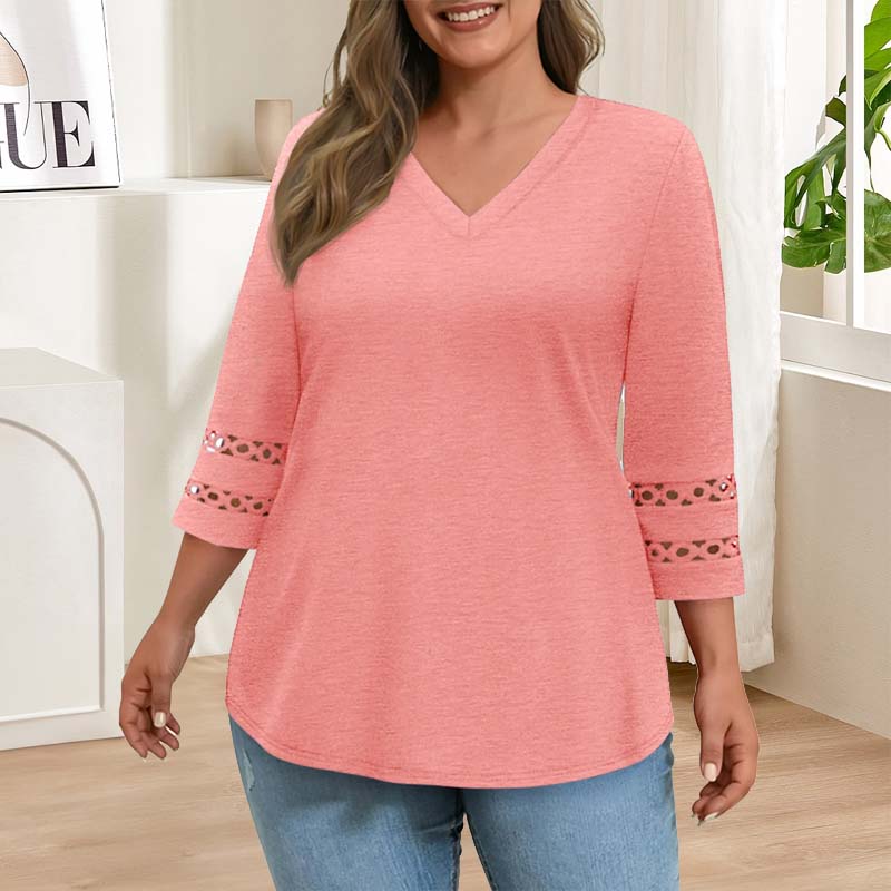 3/4 Maglione da donna a maniche lunghe con scollo a V alla mod