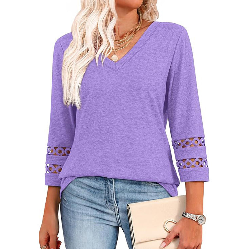3/4 Maglione da donna a maniche lunghe con scollo a V alla mod