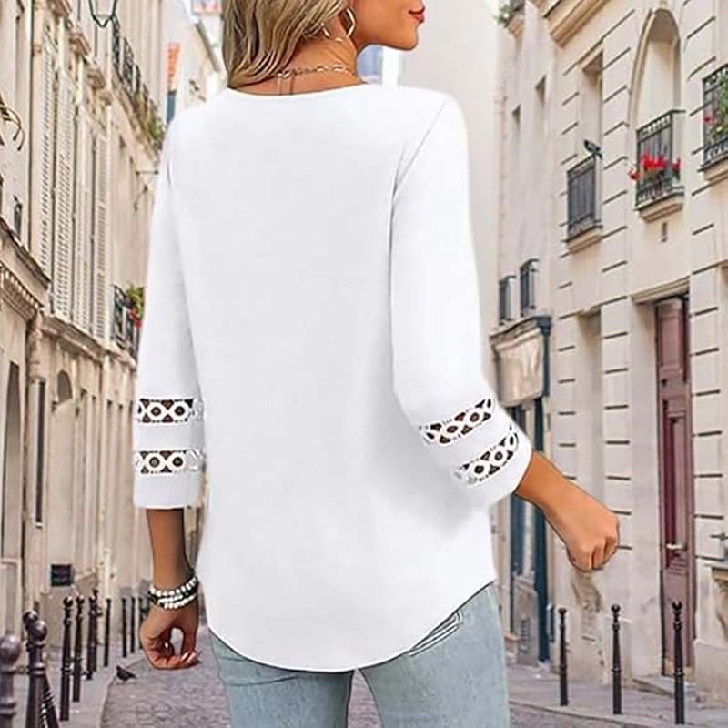 3/4 Maglione da donna a maniche lunghe con scollo a V alla mod