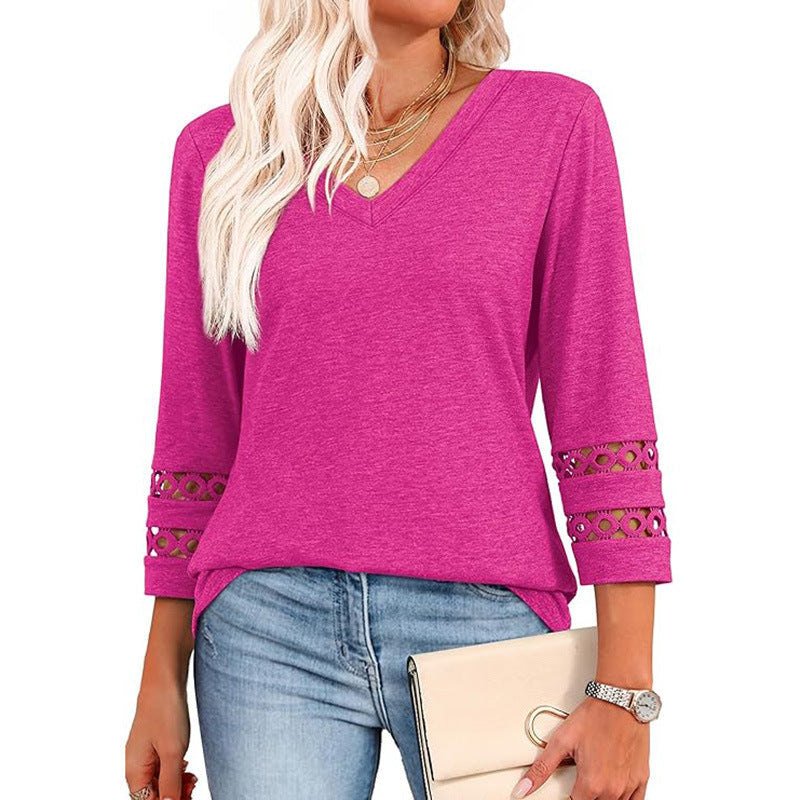 3/4 Maglione da donna a maniche lunghe con scollo a V alla mod