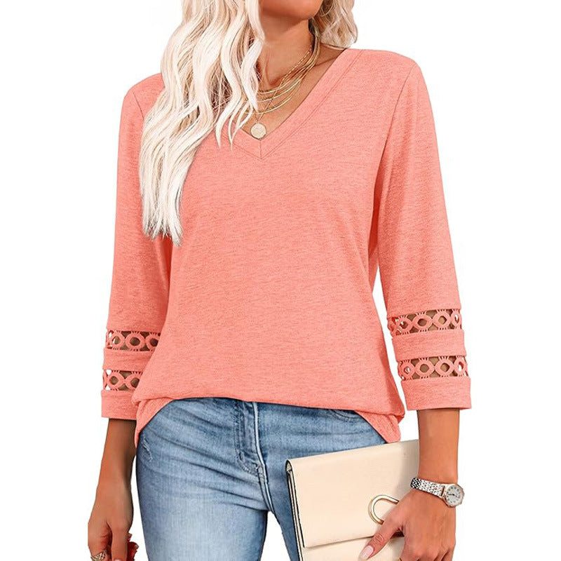 3/4 Maglione da donna a maniche lunghe con scollo a V alla mod