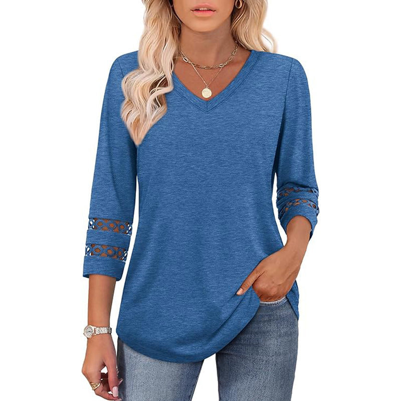 3/4 Maglione da donna a maniche lunghe con scollo a V alla mod